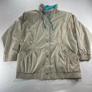 Vintage 90s Innovations by Izzi Jacket Women's Medium M Beige Blue Flaws